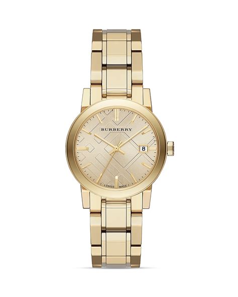 burberry gold check watch double tone